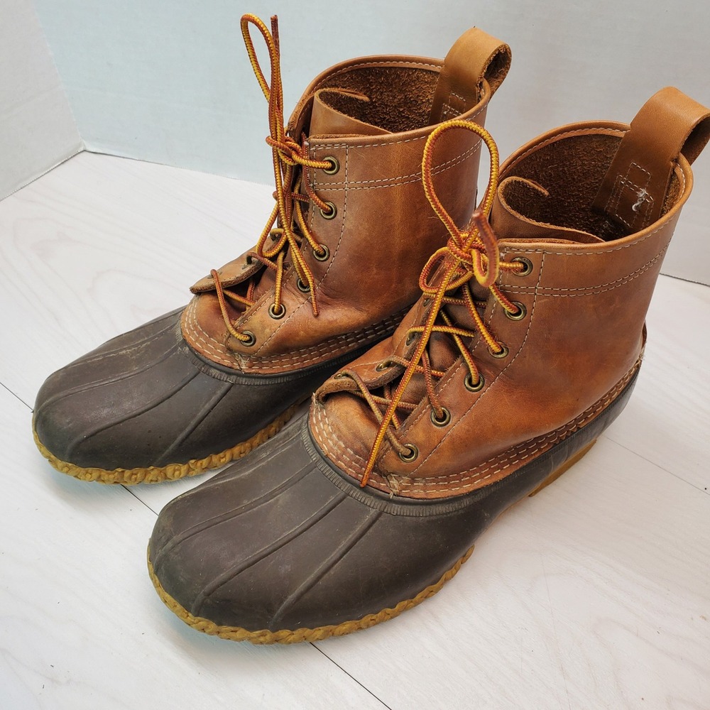 LL Bean Mens 8 In Bean Duck Boots Brown Leather 10 W Gorpcore Outdoors Granola
